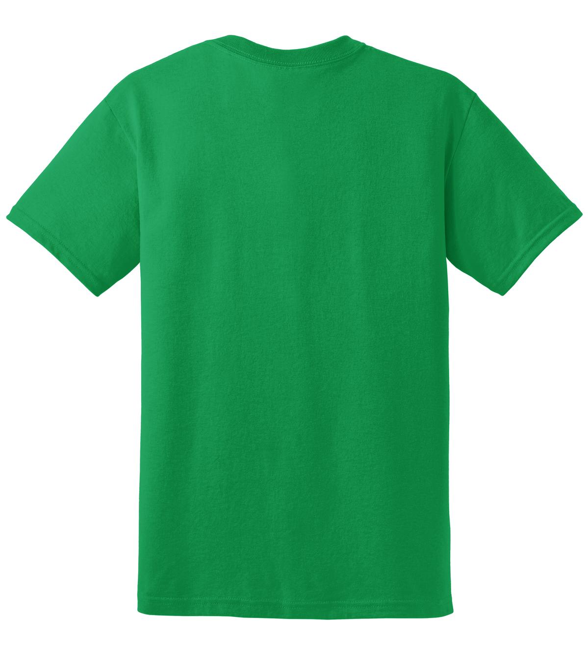 Rear View of Irish Green Gildan DryBlend 50 Cotton/50 Poly T-Shirt. 8000
