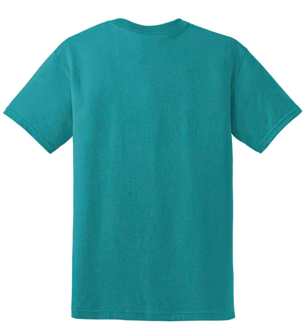 Rear View of Jade Dome Gildan DryBlend 50 Cotton/50 Poly T-Shirt. 8000