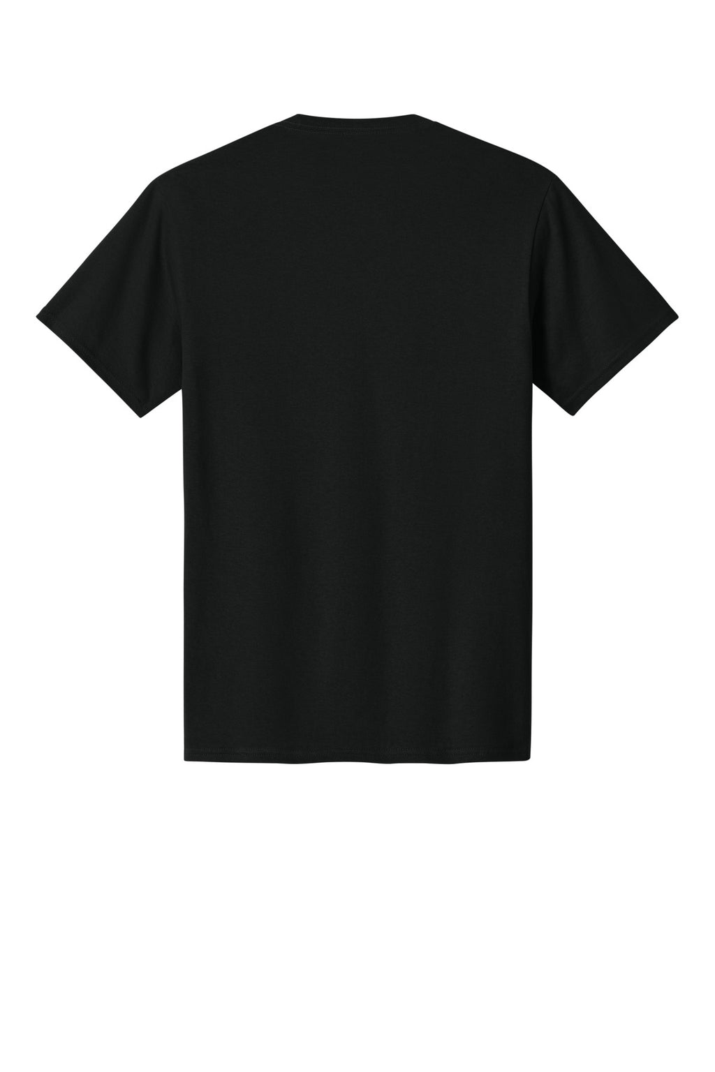 Rear View of Jet Black Port & Co Core Cotton Tee. PC54