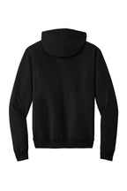 Rear View of Jet Black Port & Co Core Fleece Pullover Hooded Sweatshirt. PC78H