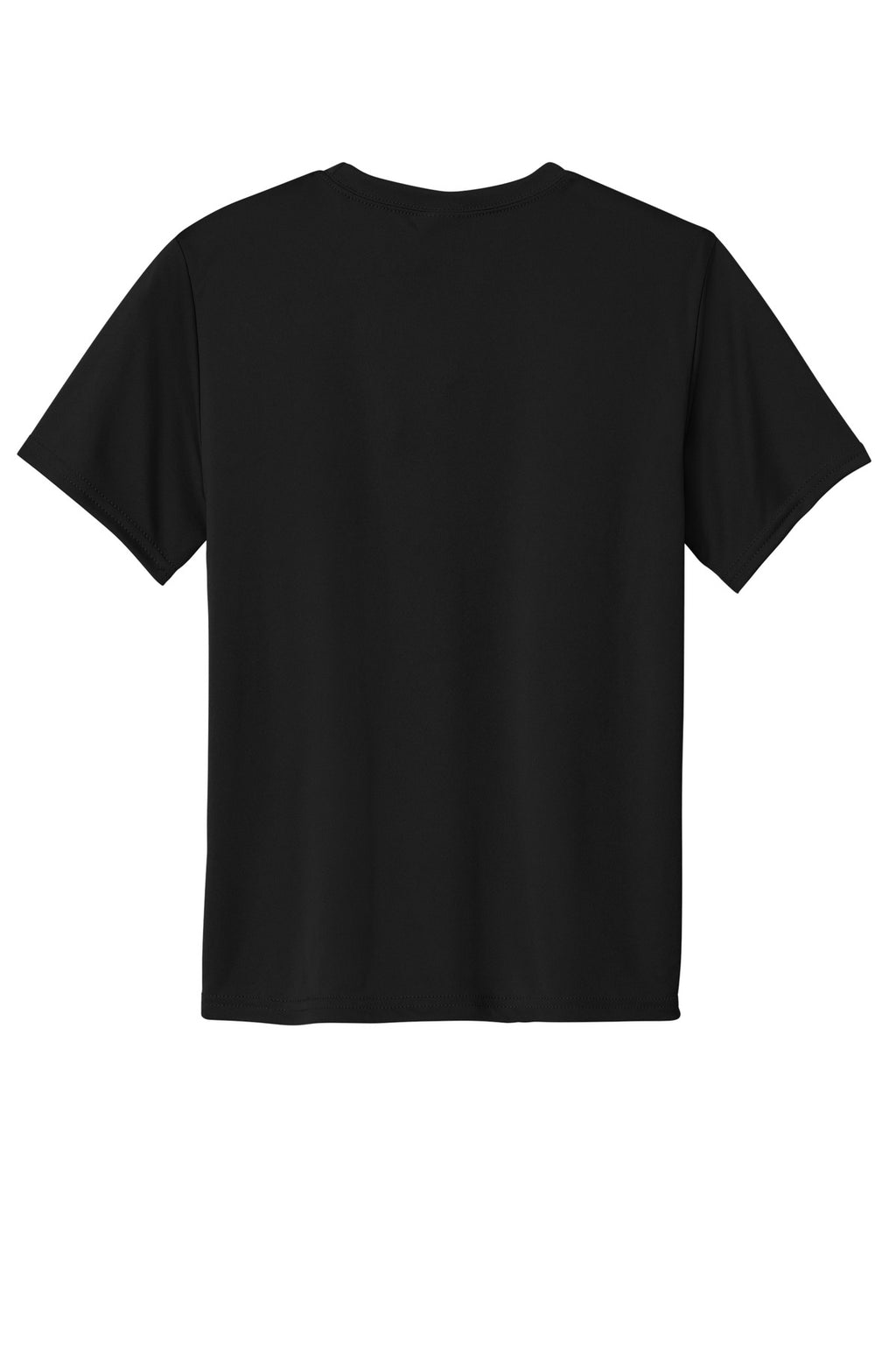 Rear View of Jet Black Port & Co Youth Performance Tee. PC380Y