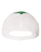 Rear View of Kelly/ White Garment-Washed Trucker Cap - 111
