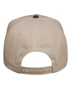 Rear View of Khaki/ Black Five-Panel Twill Cap - 8869