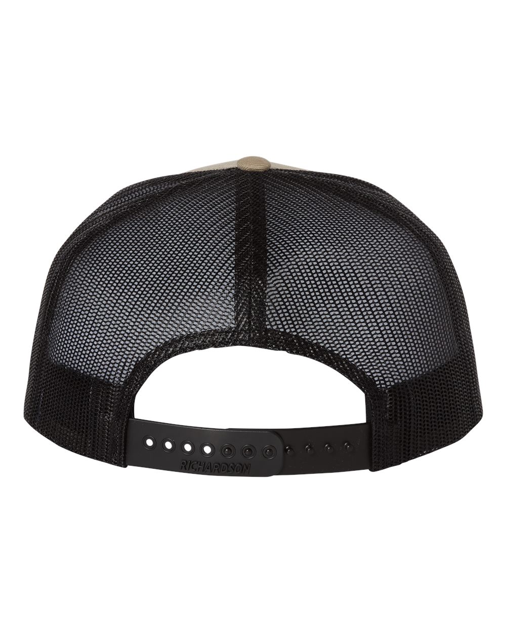 Rear View of Khaki/ Black Wool Blend Flat Bill Trucker Cap - 511