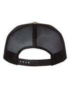 Rear View of Khaki/ Black Wool Blend Flat Bill Trucker Cap - 511