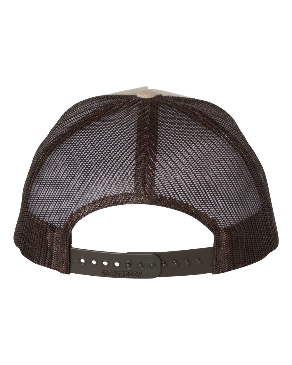 Rear View of Khaki/ Coffee Five-Panel Trucker Cap - 112FP
