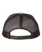Rear View of Khaki/ Coffee Five-Panel Trucker Cap - 112FP