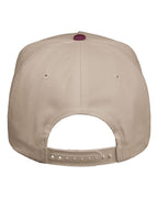 Rear View of Khaki/ Maroon Five-Panel Twill Cap - 8869