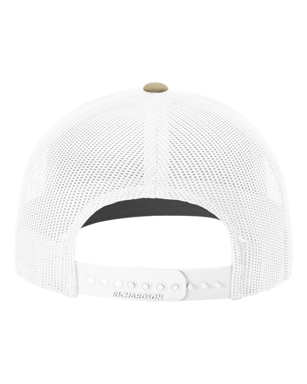 Rear View of Khaki/ White Snapback Trucker Cap - 112