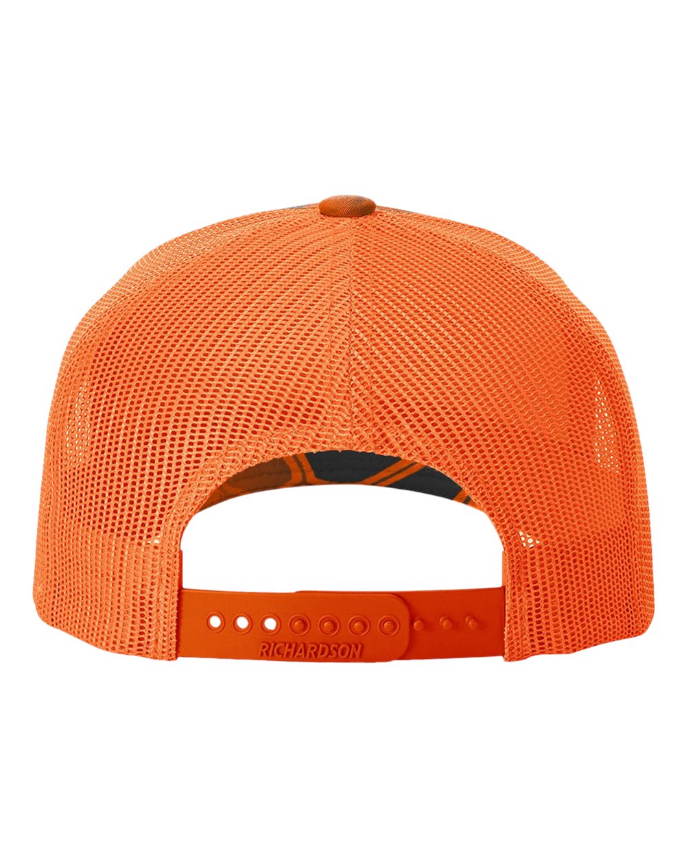 Rear View of Kryptek Inferno/ Blaze Orange Five-Panel Printed Trucker Cap - 112PFP