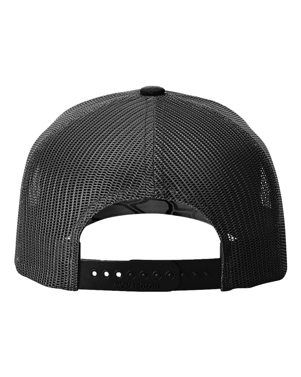 Rear View of Kryptek Typhon/ Black Five-Panel Printed Trucker Cap - 112PFP