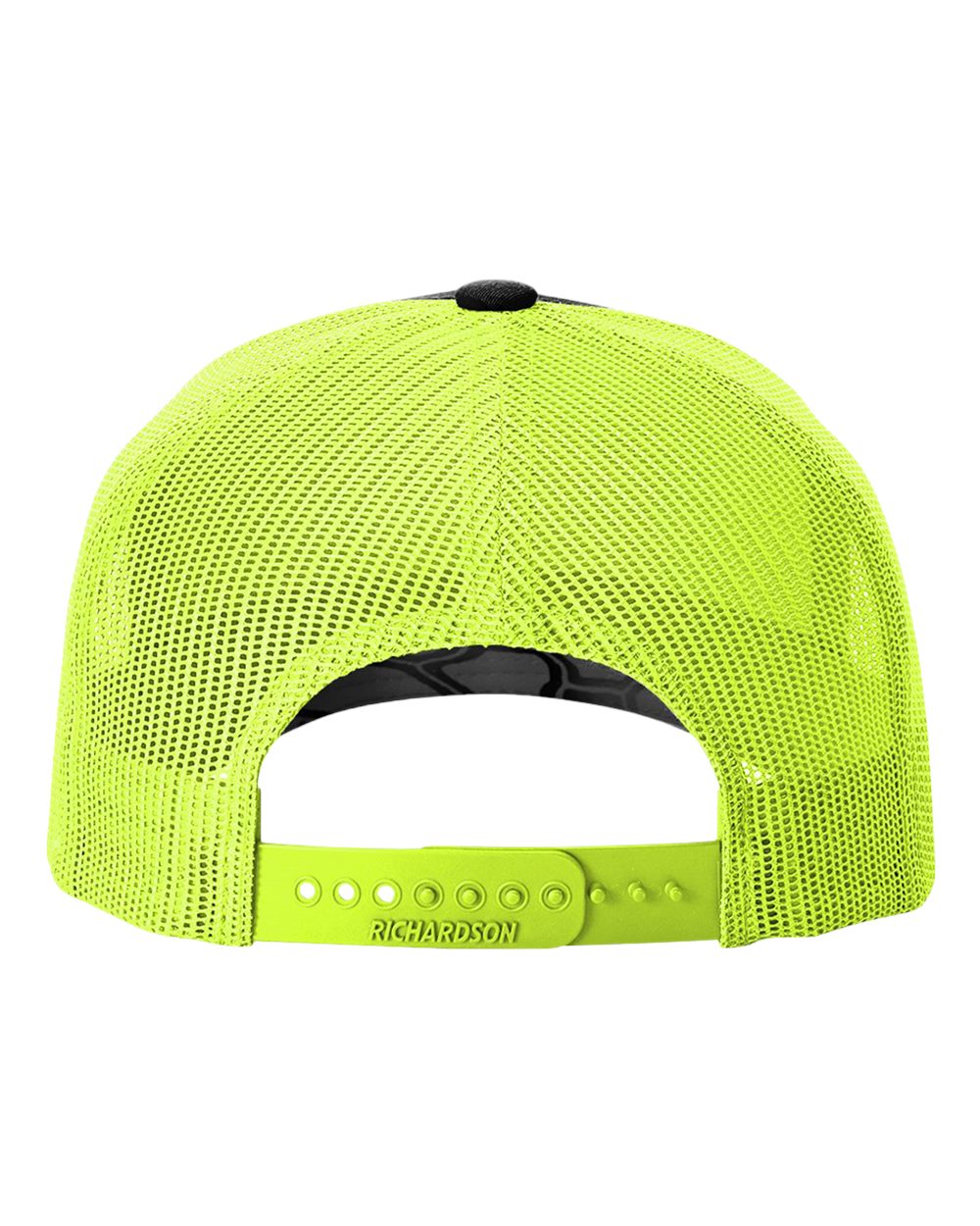 Rear View of Kryptek Typhon/ Neon Yellow Five-Panel Printed Trucker Cap - 112PFP