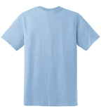 Rear View of Light Blue Gildan DryBlend 50 Cotton/50 Poly T-Shirt. 8000