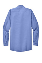 Rear View of Light Blue Red Kap Long Sleeve Industrial Work Shirt. SP14