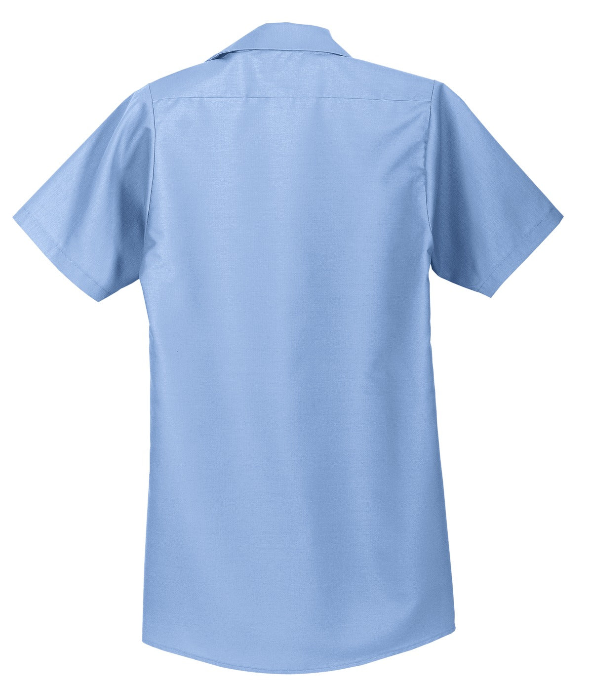 Rear View of Light Blue Red Kap Short Sleeve Industrial Work Shirt. SP24