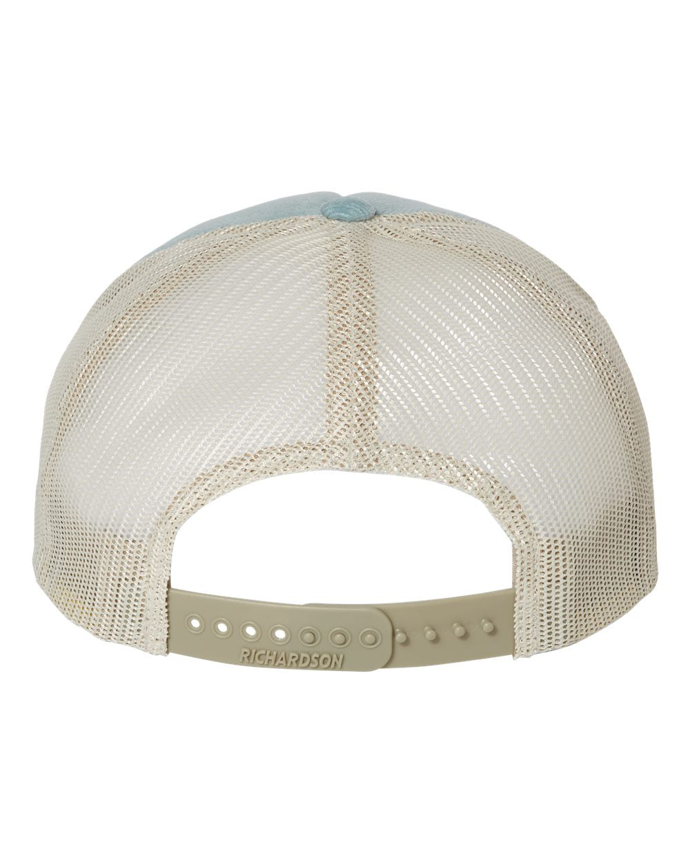 Rear View of Light Blue/ Sand Troutdale Corduroy Trucker Cap - 930