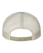 Rear View of Light Blue/ Sand Troutdale Corduroy Trucker Cap - 930