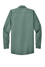 Rear View of Light Green Red Kap Long Sleeve Industrial Work Shirt. SP14