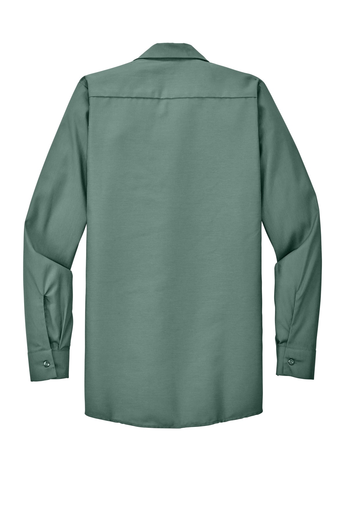 Rear View of Light Green Red Kap Long Sleeve Industrial Work Shirt. SP14