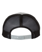 Rear View of Light Grey/ Black Troutdale Corduroy Trucker Cap - 930