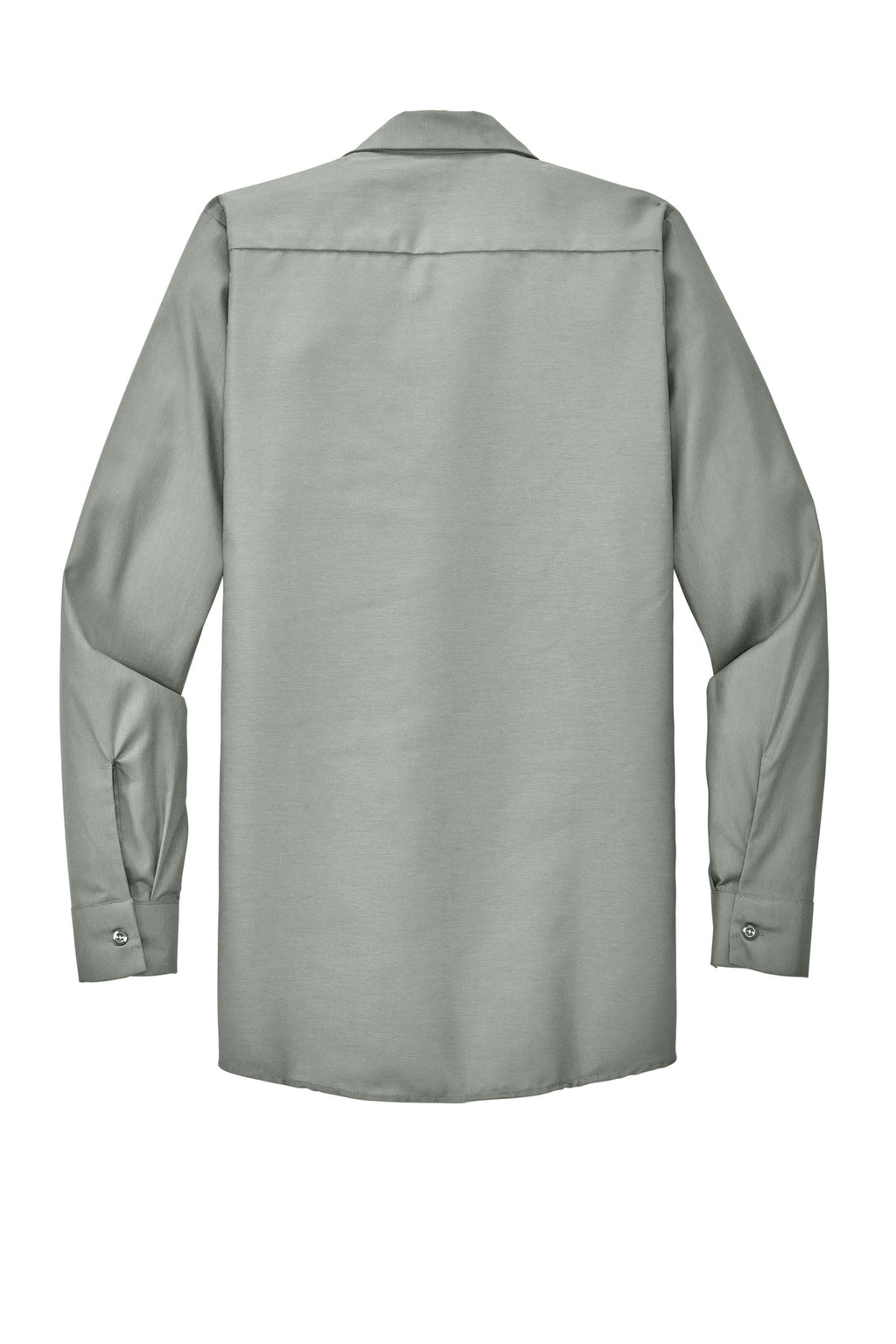 Rear View of Light Grey Red Kap Long Sleeve Industrial Work Shirt. SP14