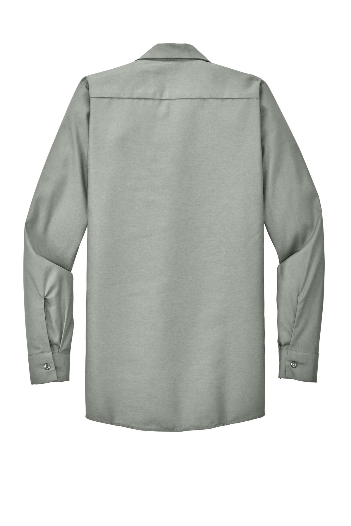 Rear View of Light Grey Red Kap Long Sleeve Industrial Work Shirt. SP14