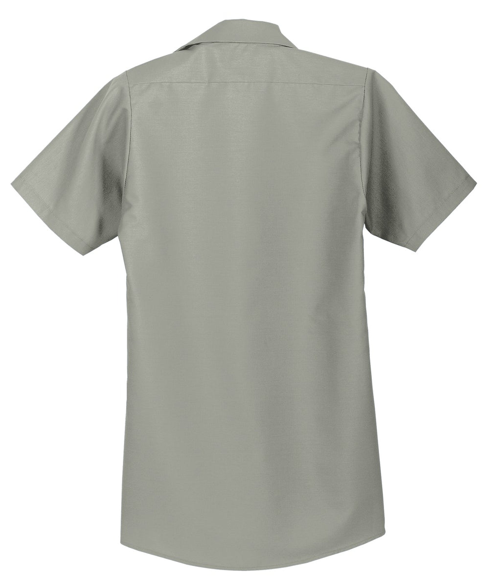 Rear View of Light Grey Red Kap Short Sleeve Industrial Work Shirt. SP24