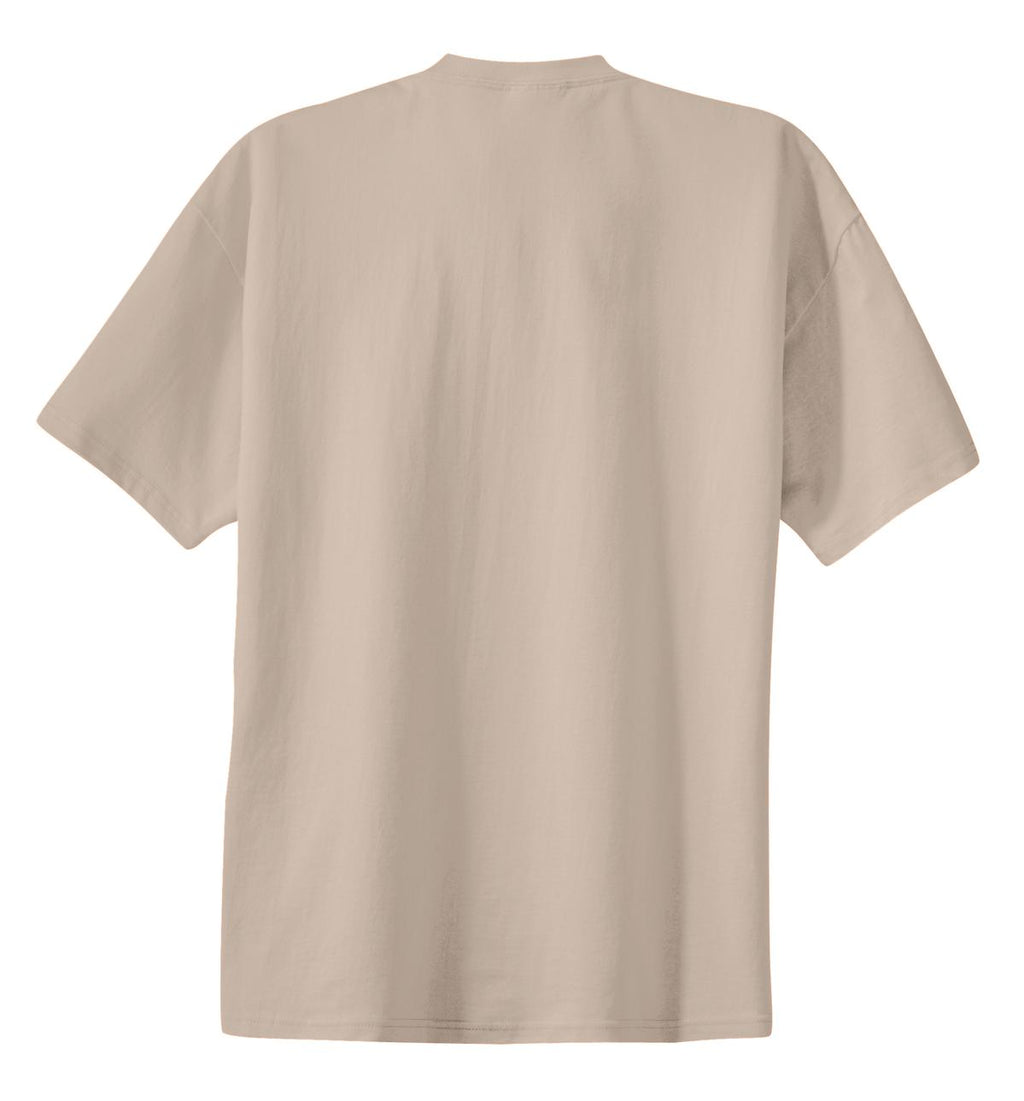 Rear View of Light Sand Port & Co Essential Tee. PC61