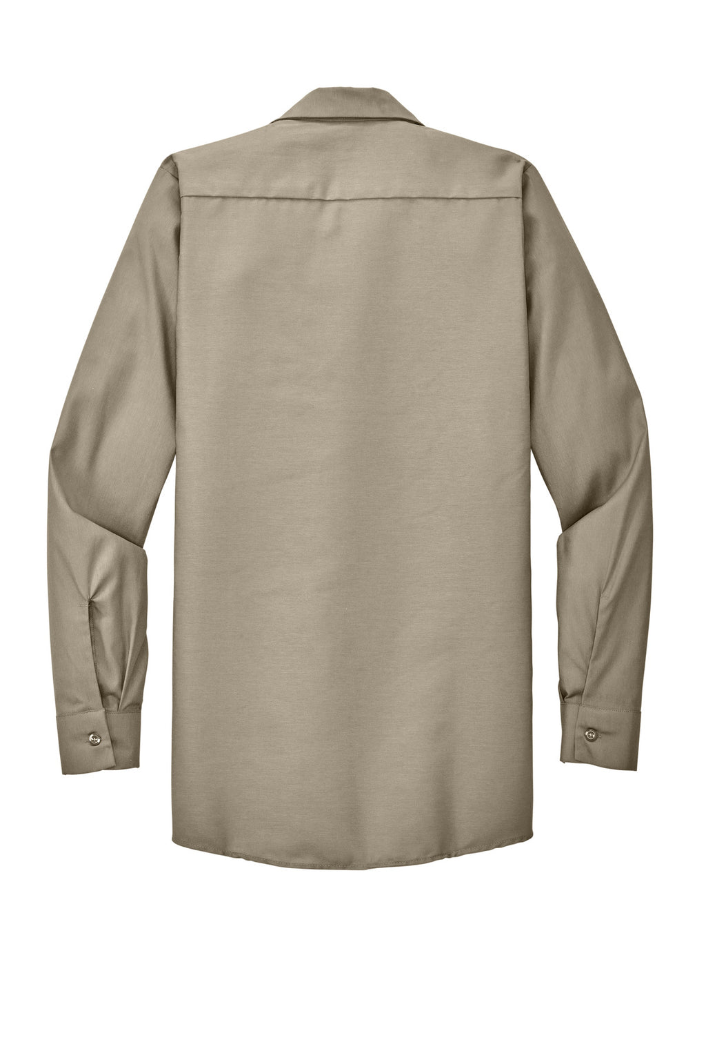 Rear View of Light Tan Red Kap Long Sleeve Industrial Work Shirt. SP14