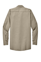 Rear View of Light Tan Red Kap Long Sleeve Industrial Work Shirt. SP14