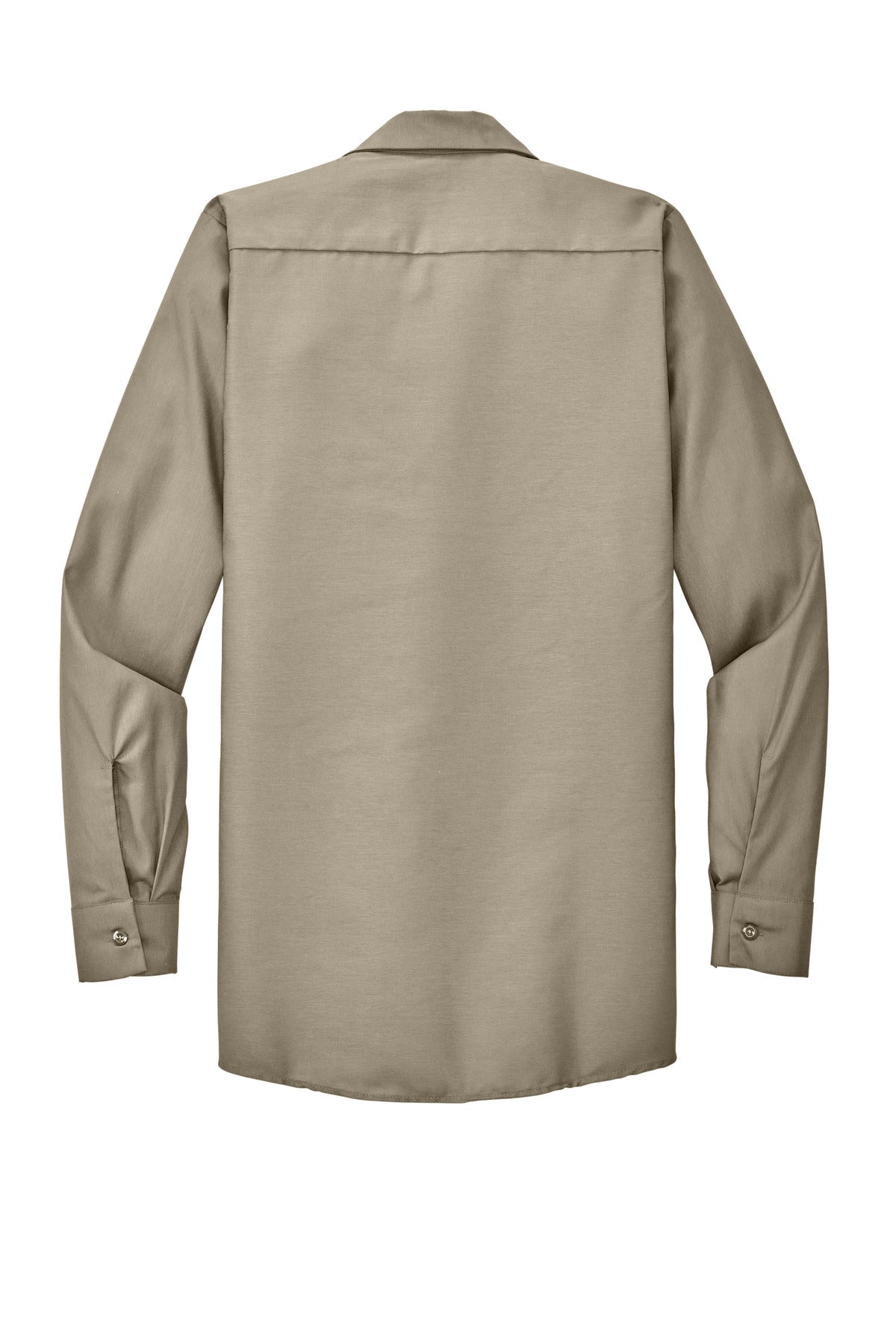 Rear View of Light Tan Red Kap Long Sleeve Industrial Work Shirt. SP14