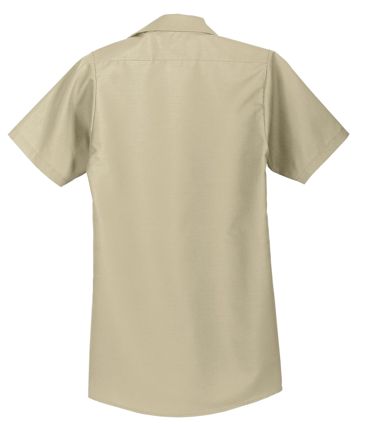 Rear View of Light Tan Red Kap Short Sleeve Industrial Work Shirt. SP24