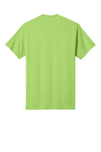 Rear View of LIME Port & Co Core Cotton Tee. PC54