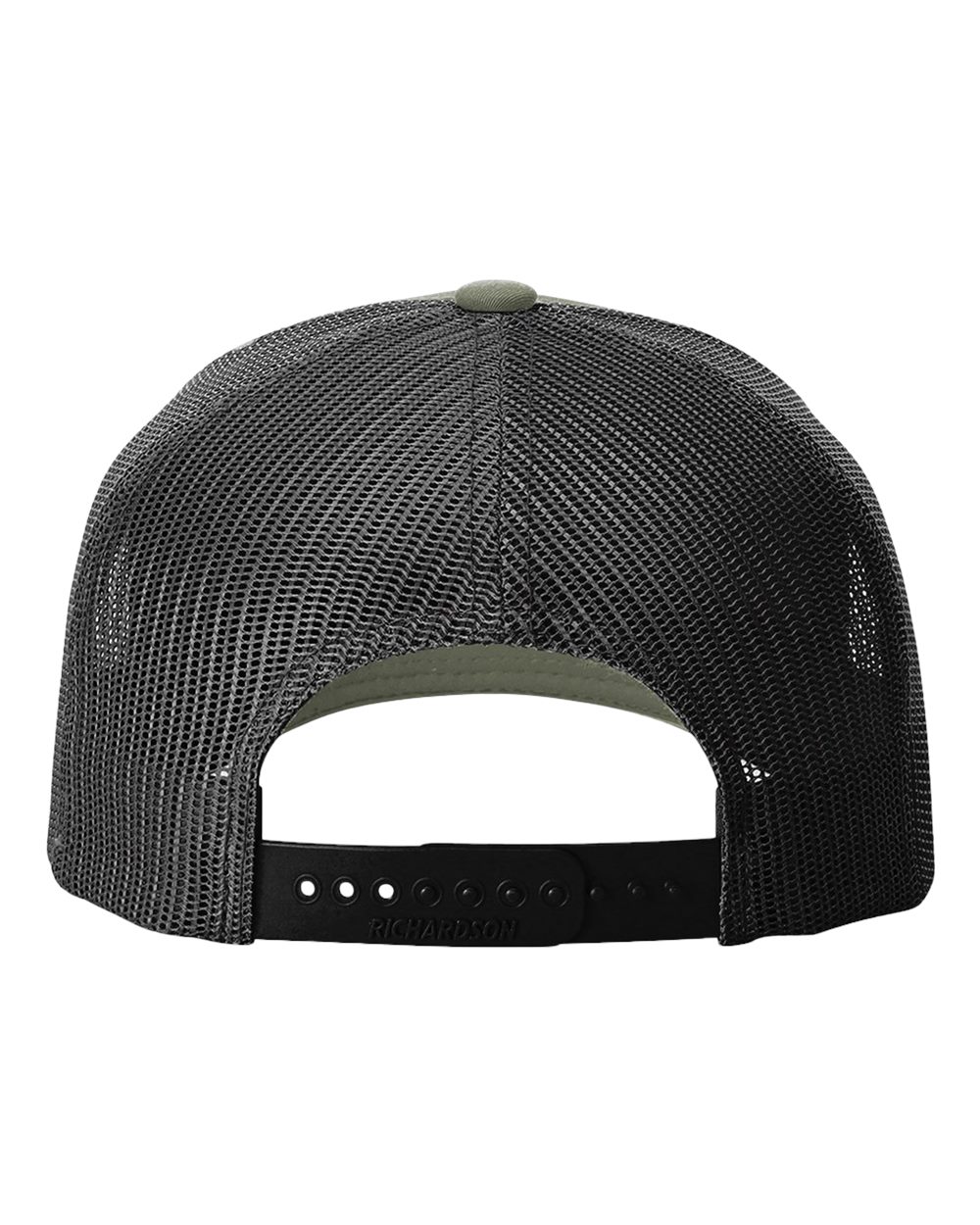 Rear View of Loden Green/ Black Five-Panel Trucker with Rope Cap - 112FPR