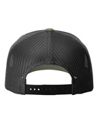 Rear View of Loden Green/ Black Five-Panel Trucker with Rope Cap - 112FPR