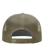 Rear View of Loden Green Seven-Panel Trucker Cap - 168