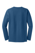 Rear View of Maritime Blue District Perfect Weight Long Sleeve Tee. DT105