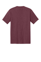 Rear View of Maroon Frost District Perfect Tri Tee. DM130