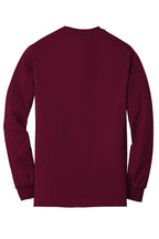 Rear View of Maroon Gildan - DryBlend 50 Cotton/50 Poly Long Sleeve T-Shirt. 8400