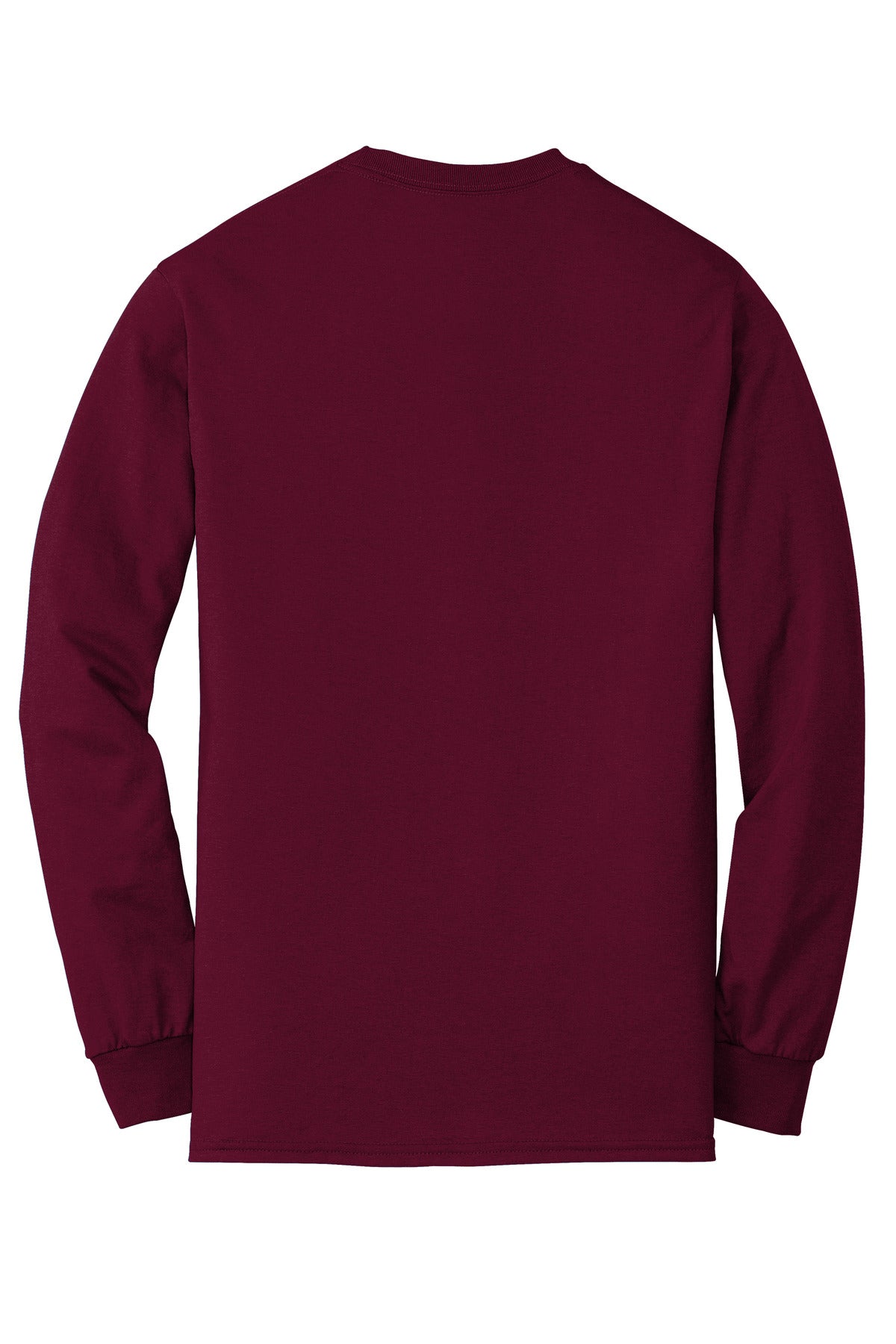 Rear View of Maroon Gildan - DryBlend 50 Cotton/50 Poly Long Sleeve T-Shirt. 8400