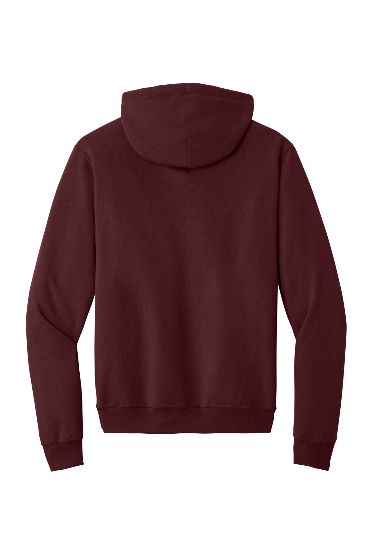 Rear View of Maroon Port & Co Core Fleece Pullover Hooded Sweatshirt. PC78H