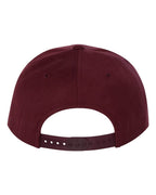 Rear View of Maroon Premium Flat Bill Snapback Cap - 6089M