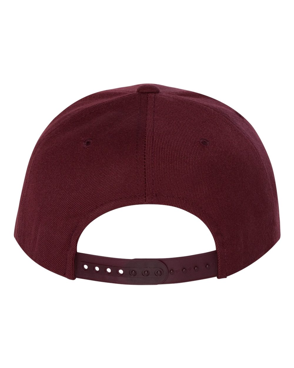Rear View of Maroon Premium Flat Bill Snapback Cap - 6089M