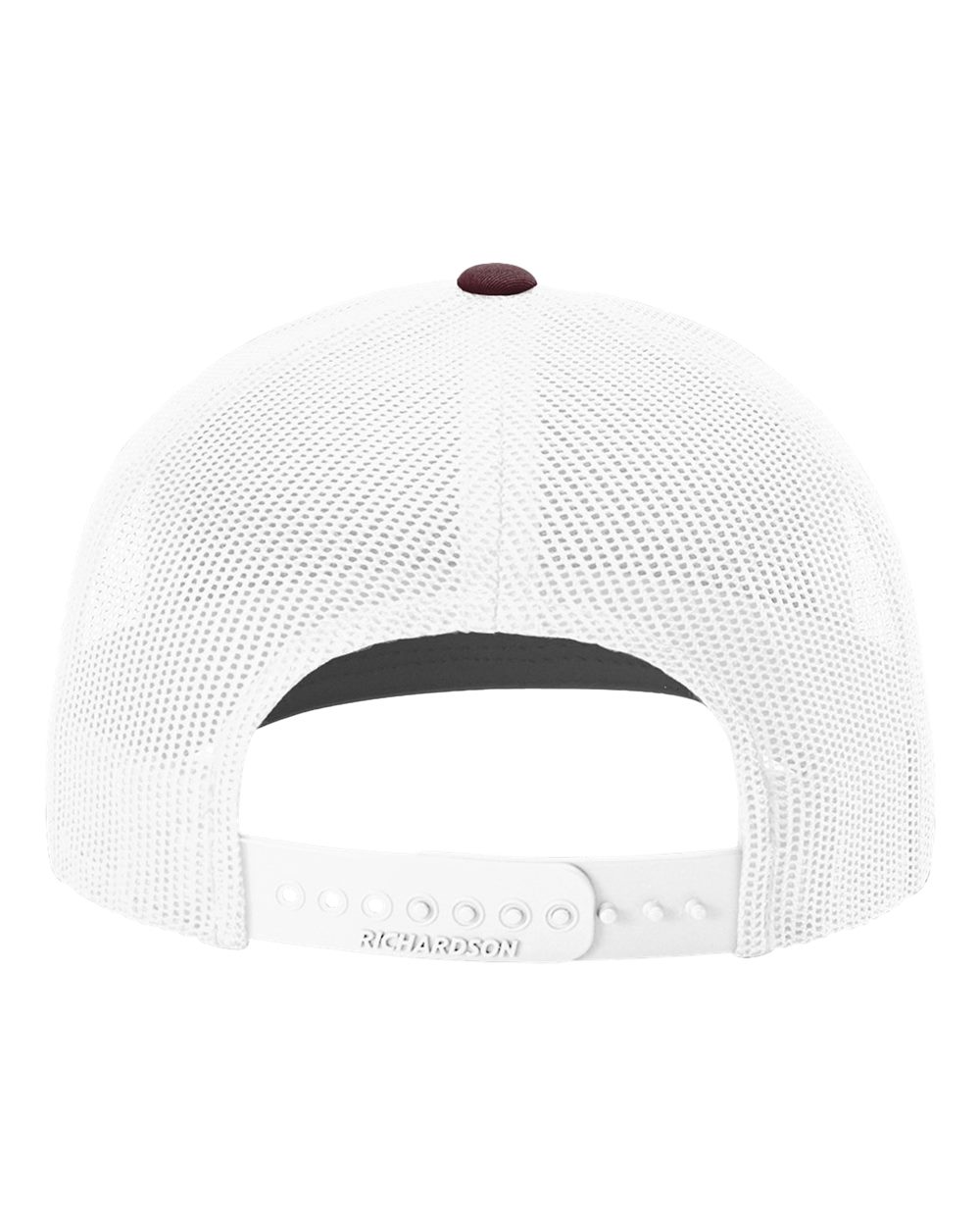 Rear View of Maroon/ White Snapback Trucker Cap - 112