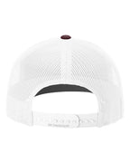 Rear View of Maroon/ White Snapback Trucker Cap - 112