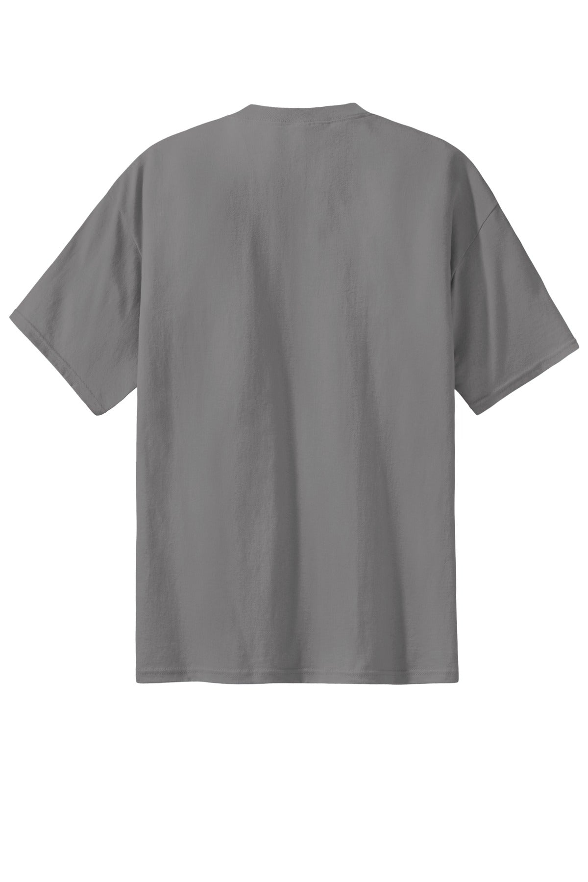 Rear View of Medium Gray Port & Co Essential Tee. PC61