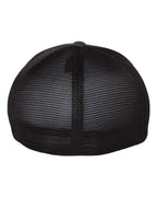 Rear View of Melange Dark Grey/ Black Unipanel™ Trucker Cap - 5511UP