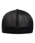 Rear View of Melange Heather/ Black Unipanel™ Trucker Cap - 5511UP