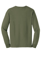 Rear View of Military Green Gildan - Ultra Cotton 100% US Cotton Long Sleeve T-Shirt. G2400