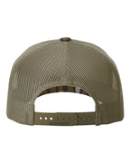 Rear View of Mossy Oak Bottomland/ Loden Five-Panel Printed Trucker Cap - 112PFP